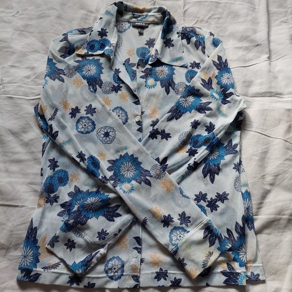 MEXX See Through Y2K Semi Mesh Women Button Up Shirt , US 8/FR L - Picture 3 of 8